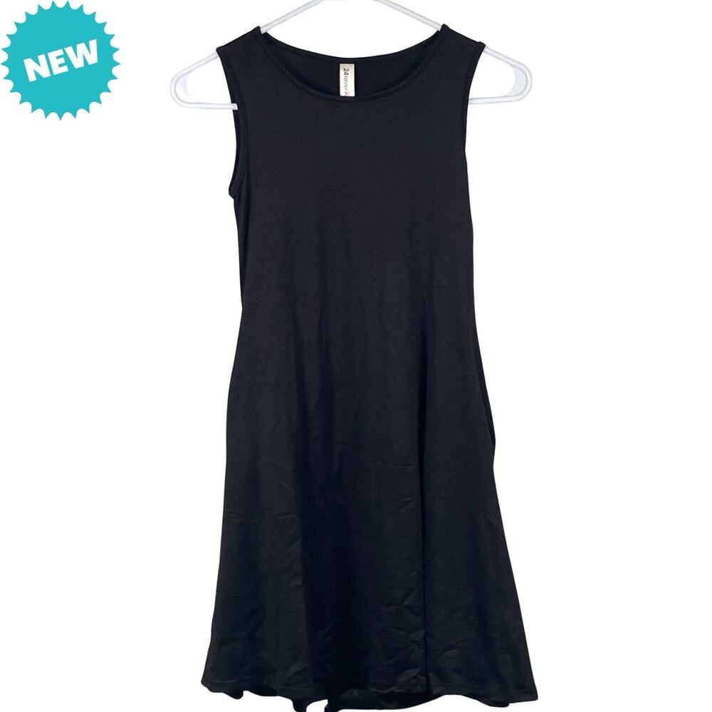 24sevenkid Dress Girls Size XL Black Sleeveless Fit and Flare Pockets NEW